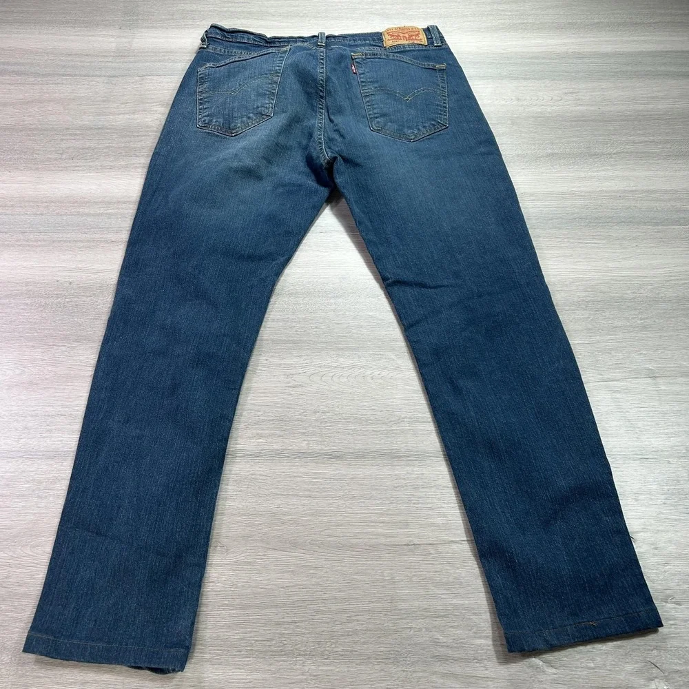 Levis 514 Jeans Mens 36x30 Blue Straight Leg Stretch Denim Classic Medium Wash ^